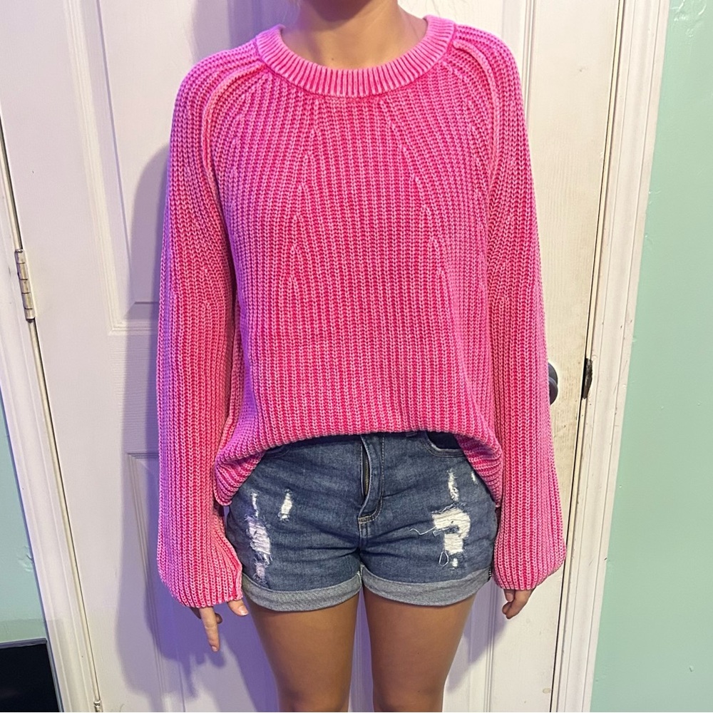 ZENANA PINK ROUND NECK SWEATER NWT
